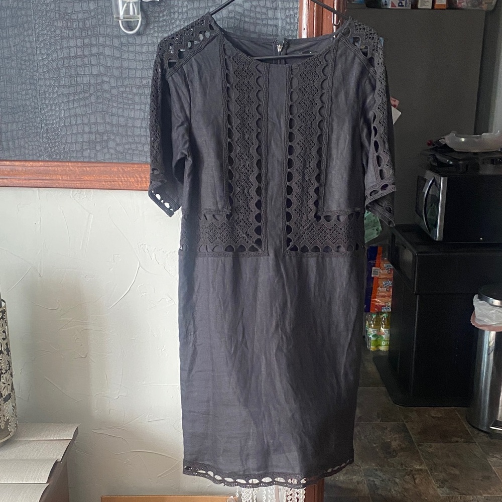Ann Taylor Charcoal Lace Midi Dress
